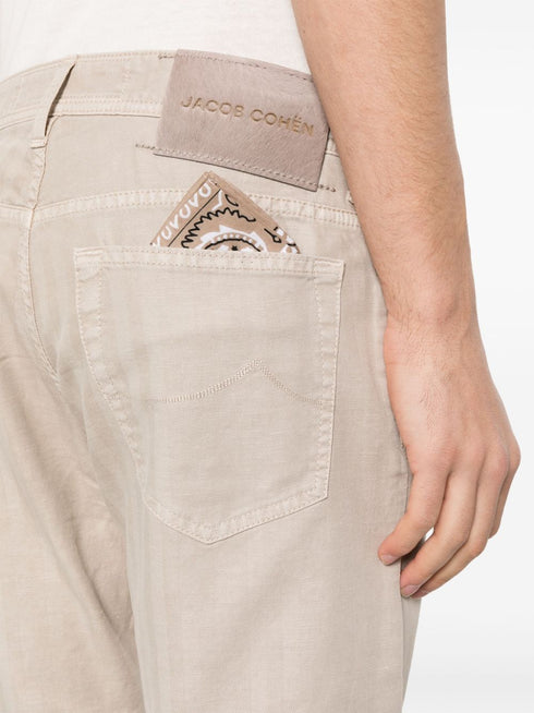 herringbone tapered-leg trousers